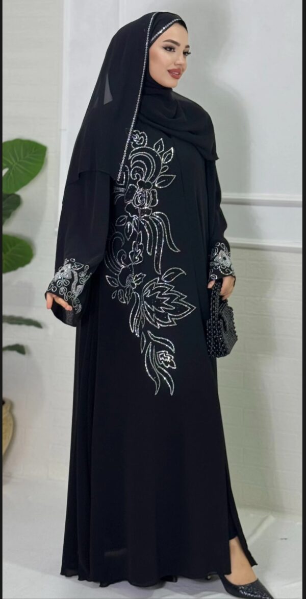 Black Stylish Abaya with Swarovski Stone Details