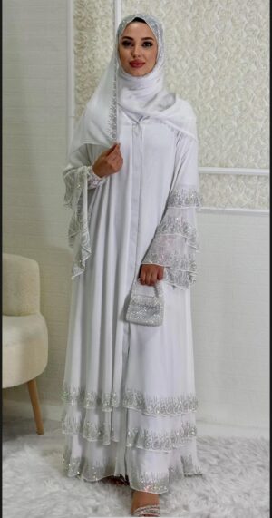 Cream Abaya With Swarovski Stone