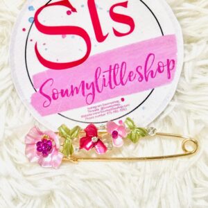 Rhinestone Beaded Flower Brooch